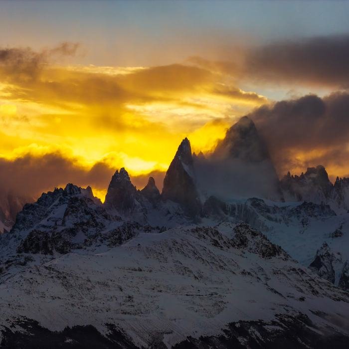 Private transfer arriving to El Chalten during sunset.
